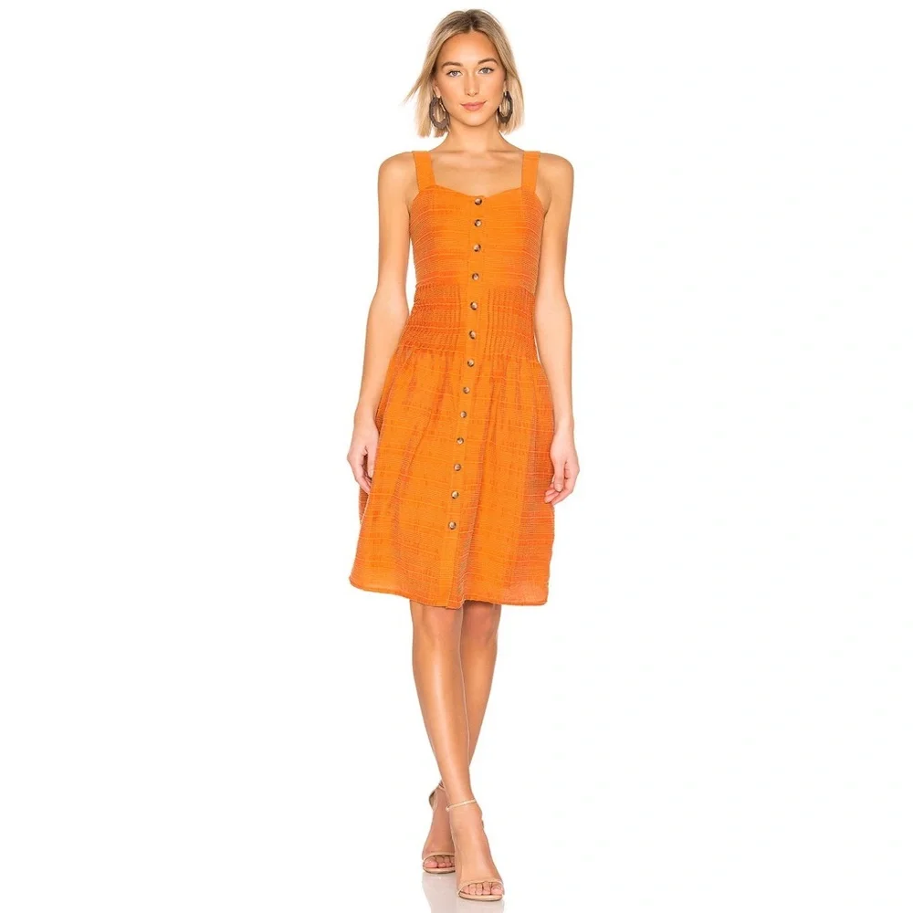 Tularosa Orange Midi Tara Dress Size M - Picture 2 of 7